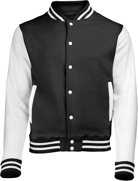 VARSITY COLLEGE JACKET (Jet Black/White) NEW PREMIUM Unisex American ...