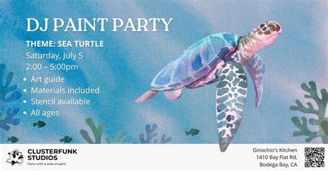 Sea Turtle Paint Party | Bodega, Ginochio's Kitchen, Bodega Bay, 5 July ...
