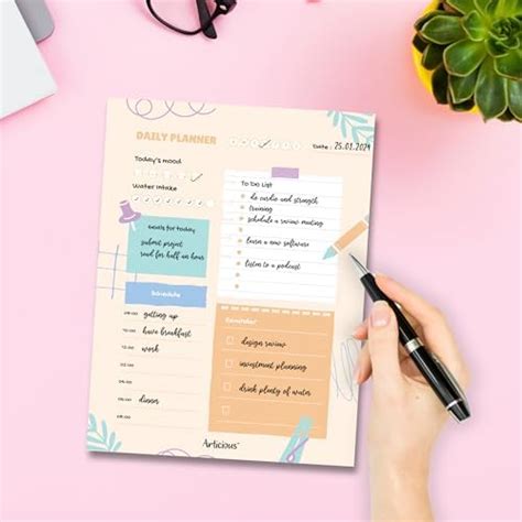 Articious Daily Planner Notepad A4 Organizer Writing Pad for Home ...