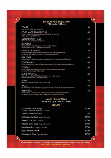 Honey Dew Menu, Menu for Honey Dew, Hotel Chenthur Park, Coimbatore ...