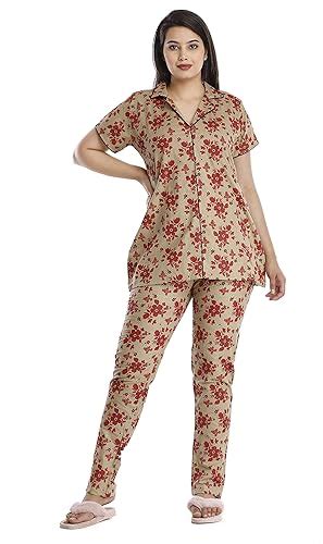 Buy Women's Cotton Floral Print Night Suit Set (XX-Large, Red) at Amazon.in
