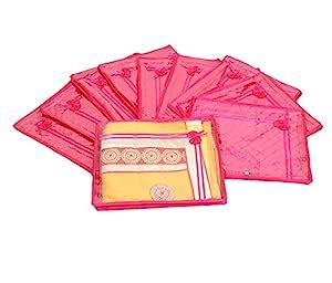 Kuber Industries™ Saree Cover 10 Pcs Combo in Pink Satin,Wedding ...