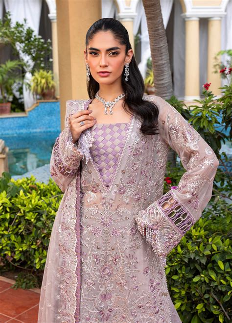 Lavender Embroidered Chiffon Pakistani Suit | Sahane Luxury Wedding ...