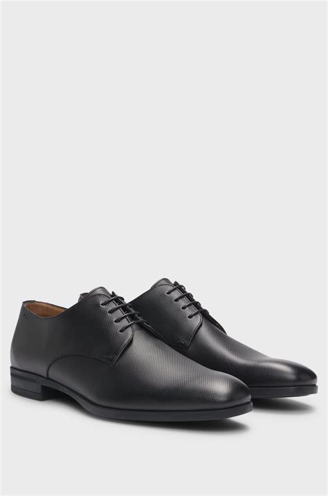 BOSS - Derby shoes in structured leather with padded insole