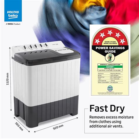 Voltas Beko, A Tata Product 14 Kg 5 Star Semi-Automatic Top Load Washi ...