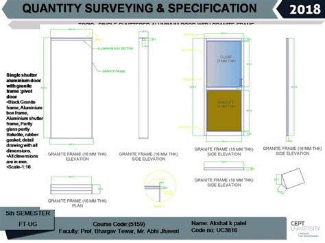 Single shuttered aluminium door with granite frame | CEPT - Portfolio