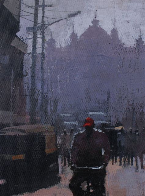 "Road Stories 54": Blue Violet Acrylic Painting by Anwar Husain ...