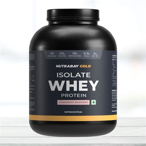 Nutrabay Gold 100% Whey Protein Isolate – 2 Kg (4.4 lb), Strawberry Mi ...