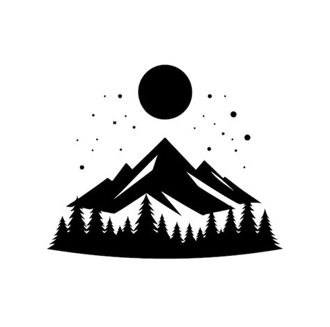 Minimal mountain logo silhouette vector | Premium Vector