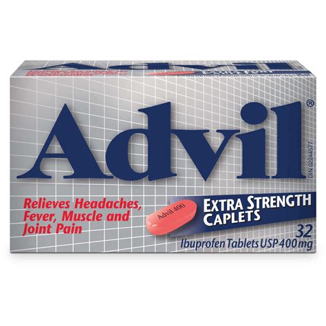 Extra Strength Advil Caplets 400mg - Fast Pain Relief for Headaches, Menstrual & Back Pain, 32 ...