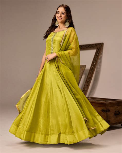 Buy Lime Green Tissue Lehenga for Women Online in India at Ambraee ...
