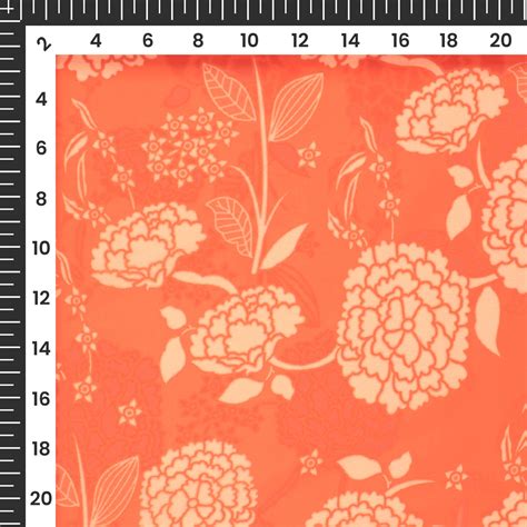 Vermilion Orange Floral Digital Print Imported Satin Fabric – Fabcurate