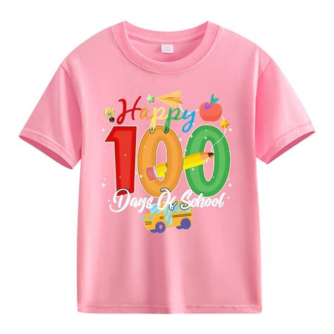 YunPes Kids Girls Boys T Shirts 100 Day Anniversary Teacher Student ...