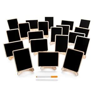 20 Pack Wood Mini Chalkboards Signs with Support Easels, Place Cards ...