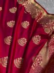 Rani Wine Banarasi Silk Saree with Heavy Floral Paisley Gold Zari Work ...