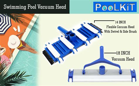 PooLKiT Swimming Pool Vacuum Head 18 Inch, Deep Leaf Rake Net Bag Net ...