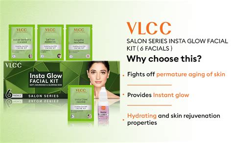 VLCC Salon Series Insta Glow Facial Kit (6 Facials) - 240g + 12ml ...