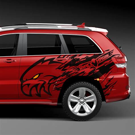 Jeep Grand Cherokee Trackhawk Logo Splash Grunge Stripes Kit grafica decalcomania in vinile