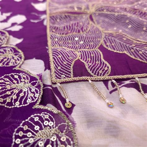 Darkest Purple Floral Muslin - Designer Neck Concept with Seq Work ...