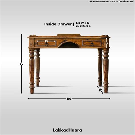 Agatha Solid Wood Study Table - Brass Details Home Office – Lakkadhaara