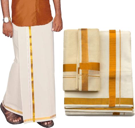Buy Premium Cotton DhotiLungi Free Size Dhoti Length 3.7 Meters and ...