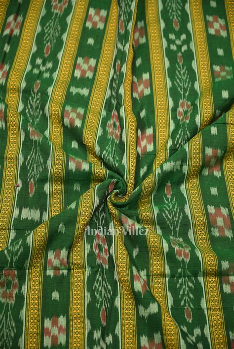 Forest Green Bandha Sambalpuri Ikat Cotton Fabric – IndianVillèz