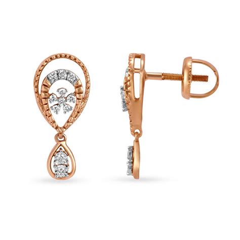 Multiple Stone White and Rose Gold Drop Earrings