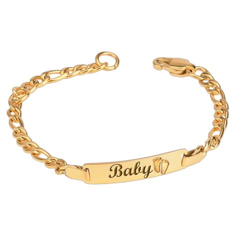 Personalized Baby Bracelet: Gold Plated Name ID, Baptism Gift - Etsy