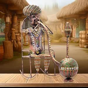 Kraftskala Ethinc Villager on Chair 16 inch Large Metal Decor Showpiece ...