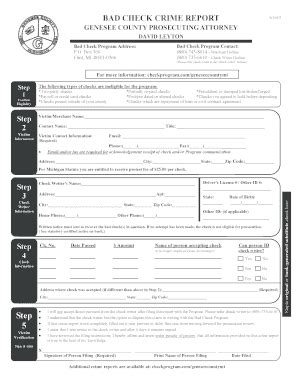 Fillable Online BAD CHECK CRIME REPORT GENESEE COUNTY PROSECUTING ...