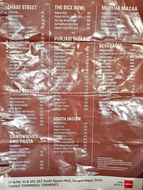 Menu at Haldiram's - Sarojini Nagar, New Delhi, Shop No. 31 & 103