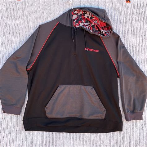 SNAP-ON Hoodie Sweatshirt Adult Extra Large Black & Red Mens XL 1/4 Zip ...