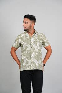 WENLI Men Graphic Print Casual Green Shirt - Buy WENLI Men Graphic ...