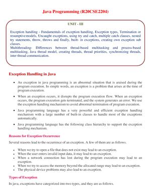 Unit - 2 - Serialization and Deserialization in Java Serialization is a ...