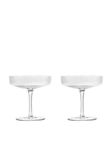 Ferm Living Ripple Champagne Saucers - Set Of 2 in Clear | FWRD