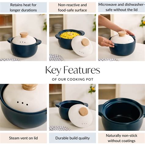 Teal Ceramic Cooking Pot With Lid 2400ml Online - Premium Cooking Pot ...