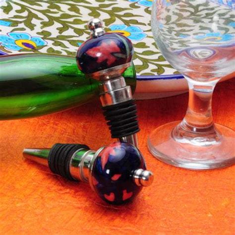 Best Red and Green leaf with Blue base wine bottle stoppers. | Neerja ...