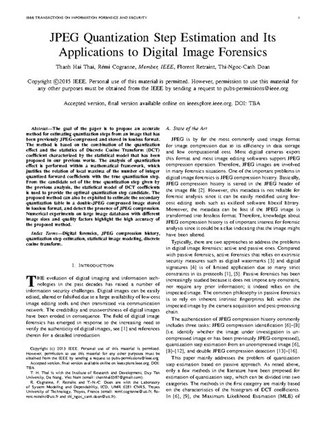JPEG Quantization Step Estimation and Applications in Digital Forensics ...