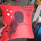 Indigifts Fiber Cushion Filler with Cover, 12 x 12 inches, Red, White ...