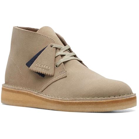 Desert Coal Clarks Originals Suede Desert Boots in Stone