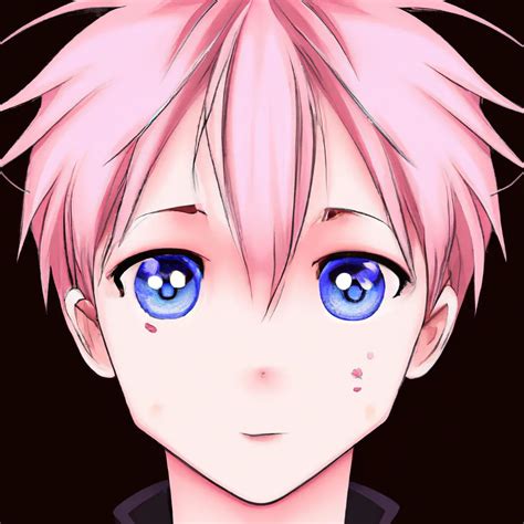 cute anime boy, pink hair, big blue eyes, detailed e... | OpenArt