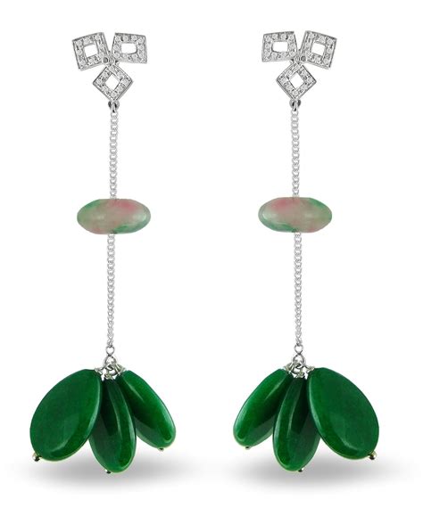 Aastha Jain Pink-Green Aventurine Sterling Silver Earring For Women ...