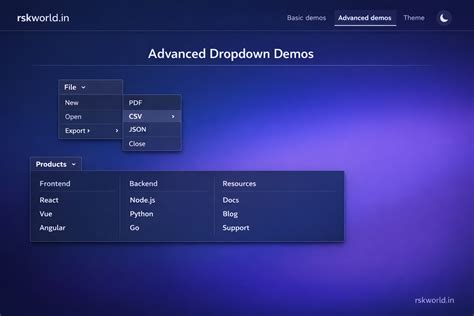 RSK World - Dropdown Menu Component | Accessible Menus, Keyboard ...