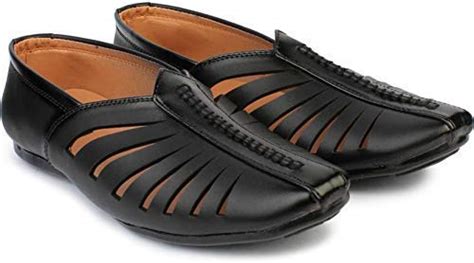 Buy Walkshoe Casual Faux Leather Coffe Mojari/Jutties/Nagra/Loafer ...