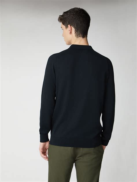 Black Long Sleeve Knitted Polo Jumper | Ben Sherman | Est 1963