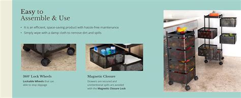 Kitchenwell Metal Multi-Purpose Trolley Storage Organizer and Kitchen ...