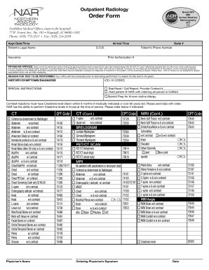 Radiology Order Form - Fill Out, Sign & Share Online | pdfFiller