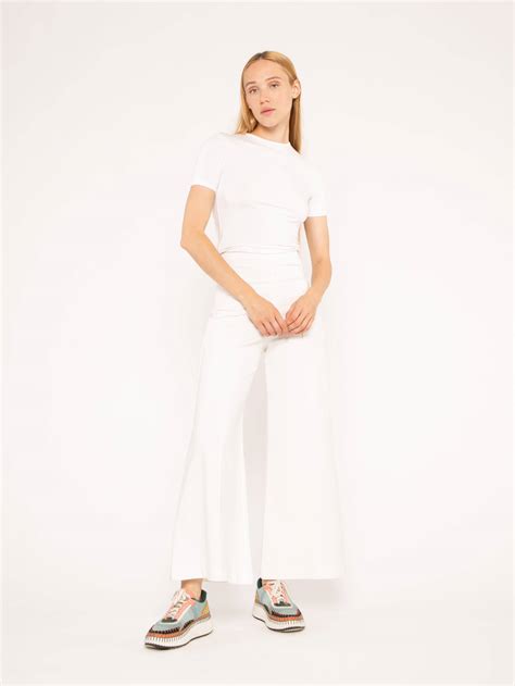 Off-White Ponte Knit Wide Leg Pant: Cropped | Ripley Rader