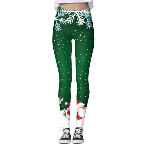 Fsqjgq Womens Christmas Leggings Fashion Snowflake Reindeer Printed ...