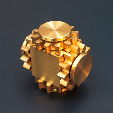 Metal Gear Fidget Spinner for Adults – Golden Four-Tooth Rubik’s Cube ...